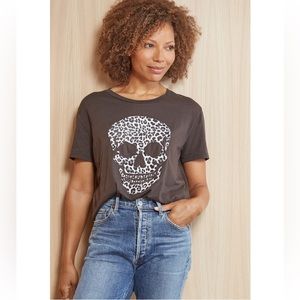 Chaser CHA SOR Dark Gray Leopard Skull Tee Sz Large